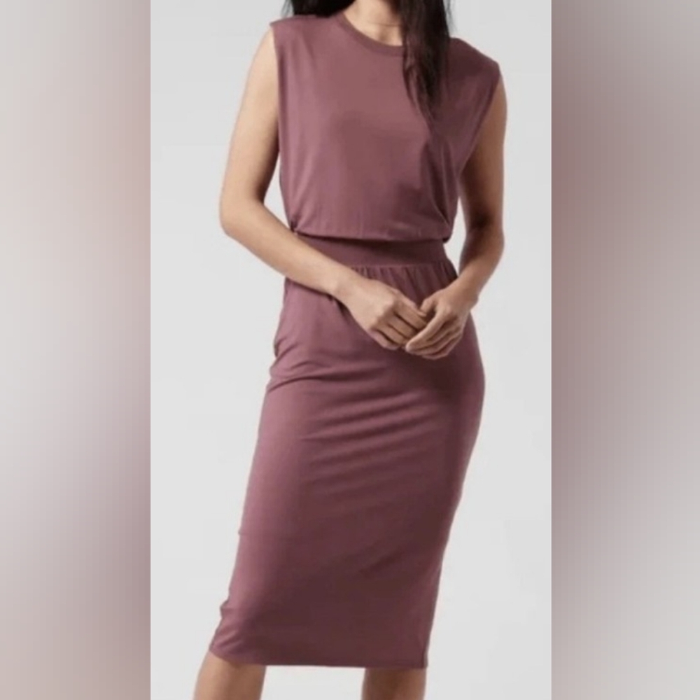 Athleta Santorini Cinch Dress Tawny Rose Mauve Women's Size Small Like New